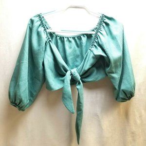Pronto Moda V-Neck Open Tie Front Crop Top OS Long Sleeve Bolero Cosplay Costume